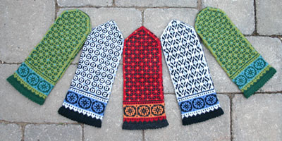 Postwar Mittens, a stranded knitting design for Latvian-style ladies' mittens