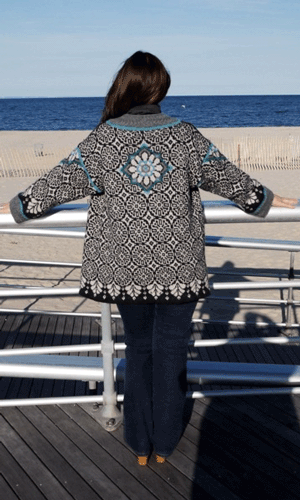 fair isle style knit kimono back