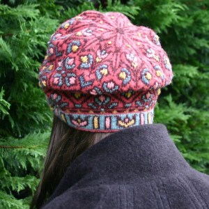 Allamanda Hat, fair isle with embroidery Fair Isle knitting with embroidery, the Allamanda Hat, designed by Mary Ann Stephens