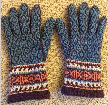 Spice Route Gloves knit by Andrea McKinnon