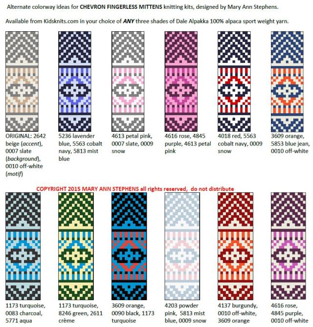 chevron mittens colorways