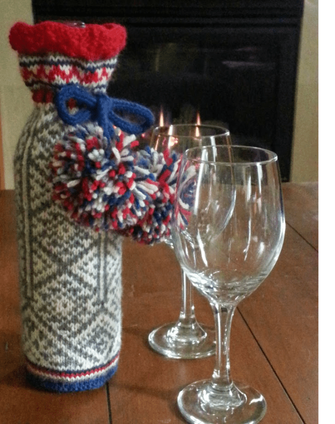 Après Ski Wine Cozy knitting pattern 