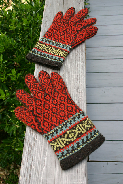 Spice Route Gloves, a Fair Isle knitting kit